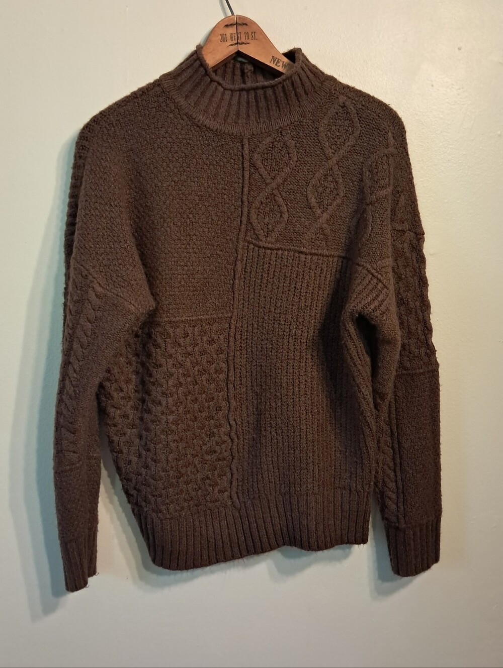 American Eagle Outfitters Chocolate Brown Turtleneck Cable Knit Sweater
